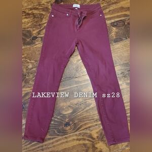 Women's Wine Skinny Jeans